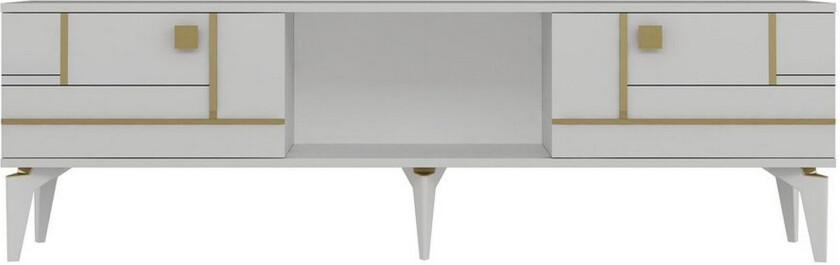 Varno TV-benk 150 cm - Hvit/Gull