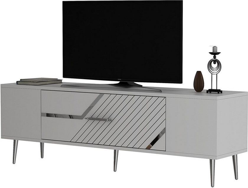 Anira TV-benk 150 cm - Hvit/Sølv