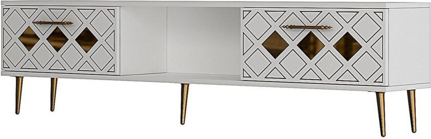 Ilna TV-benk 150 cm - Hvit/Gull