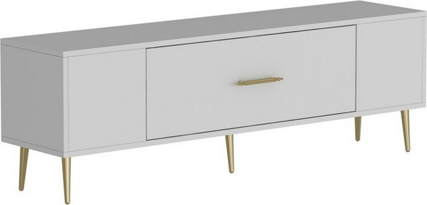 Feynor TV-benk 150 cm - Hvit/Gull