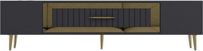 Anira TV-benk 150 cm - Antrasitt/Gull