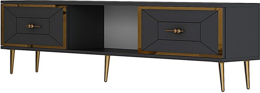 Virdel TV-benk 150 cm - Antrasitt/Gull
