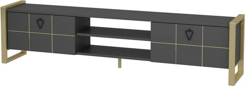 Munetaka TV-benk 184 cm - Antrasitt/Gull