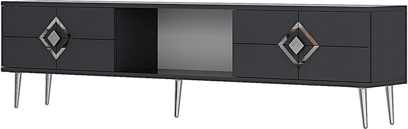 Cleryn TV-benk 150 cm - Antrasitt/Sølv