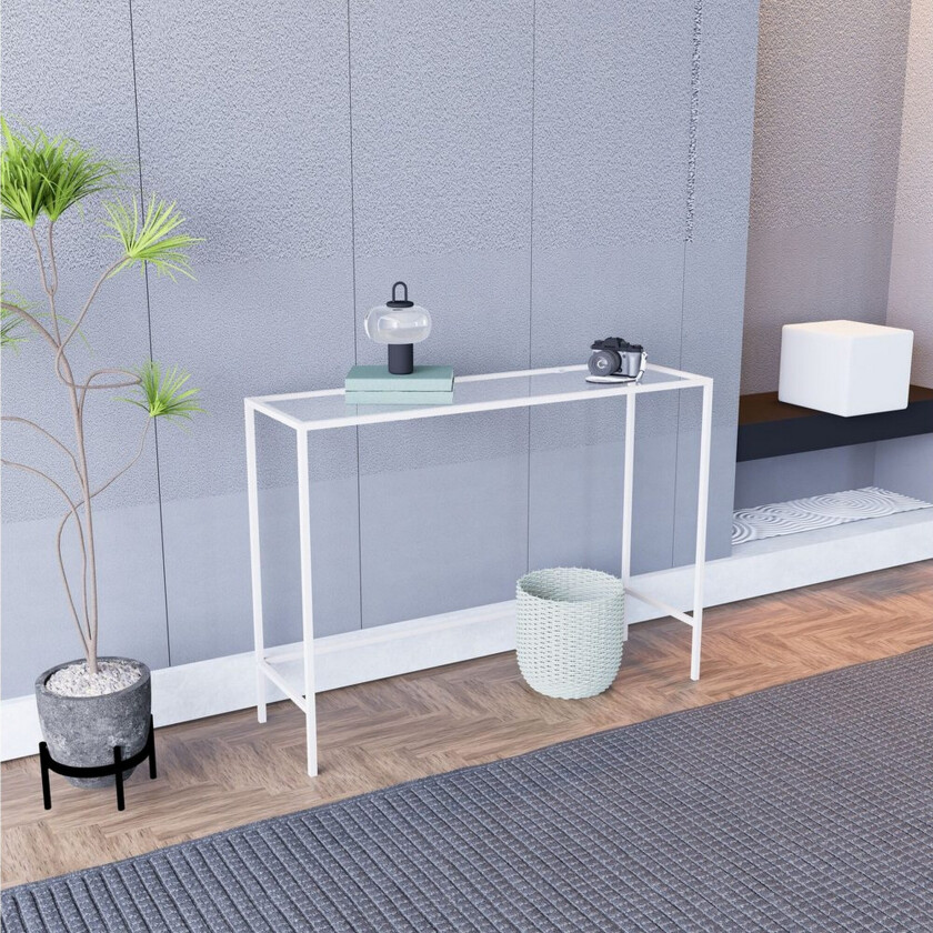 Horacio Sidebord 100 cm - Hvit/Gjennomsiktig