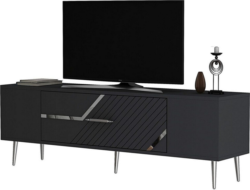 Anira TV-benk 150 cm - Antrasitt/Sølv