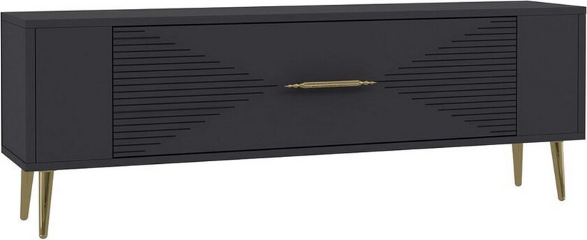 Vornis TV-benk 120 cm - Antrasitt/Gull