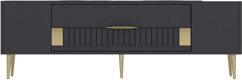 Anira TV-benk 150 cm - Antrasitt/Gull