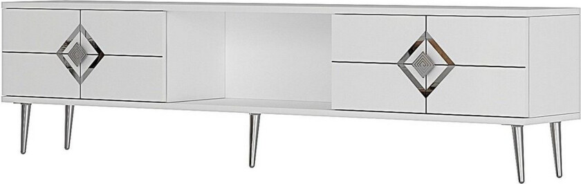 Cleryn TV-benk 150 cm - Hvit/Sølv
