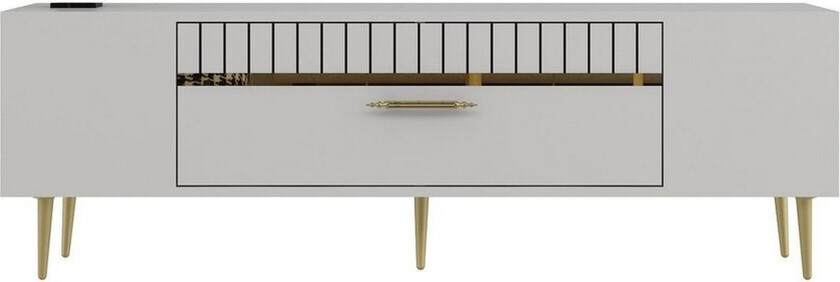 Anira TV-benk 150 cm - Hvit/Gull