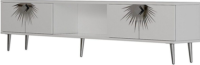 Tari TV-benk 150 cm - Hvit/Sølv