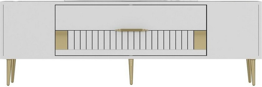 Anira TV-benk 150 cm - Hvit/Gull