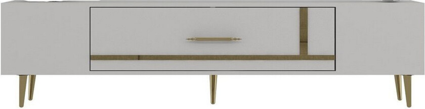 Aldor TV-benk 150 cm - Hvit/Gull