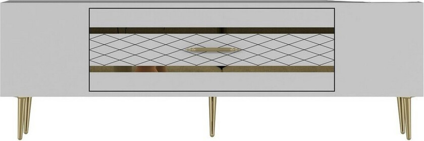 Anira TV-benk 150 cm - Hvit/Gull