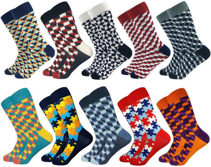 Mønstrede Herresokker, Puslespillmønster - 10 par