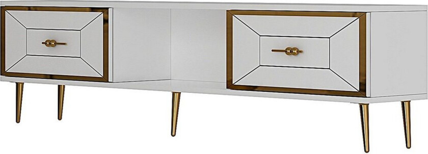 Virdel TV-benk 150 cm - Hvit/Gull