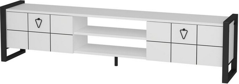 Abbas TV-benk 184 cm - Hvit/Sort