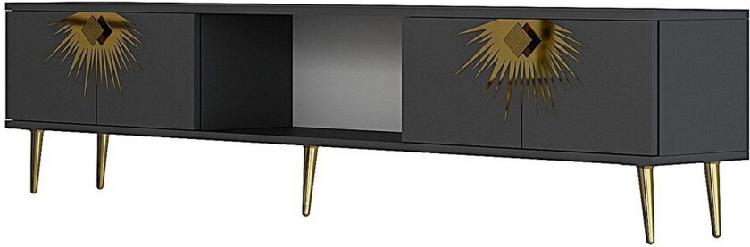 Tari TV-benk 150 cm - Antrasitt/Gull