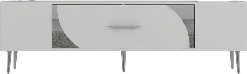 Aldor TV-benk 150 cm - Hvit/Sølv
