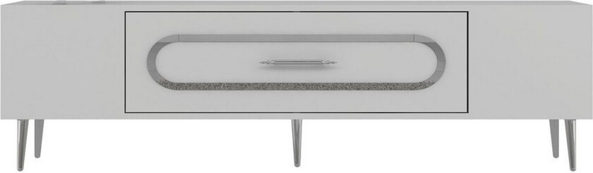 Aldor TV-benk 150 cm - Hvit/Sølv
