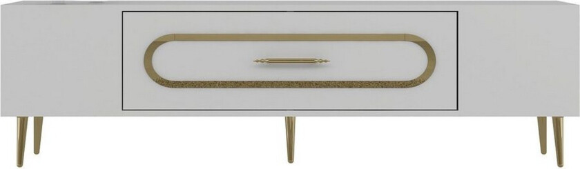 Aldor TV-benk 150 cm - Hvit/Gull