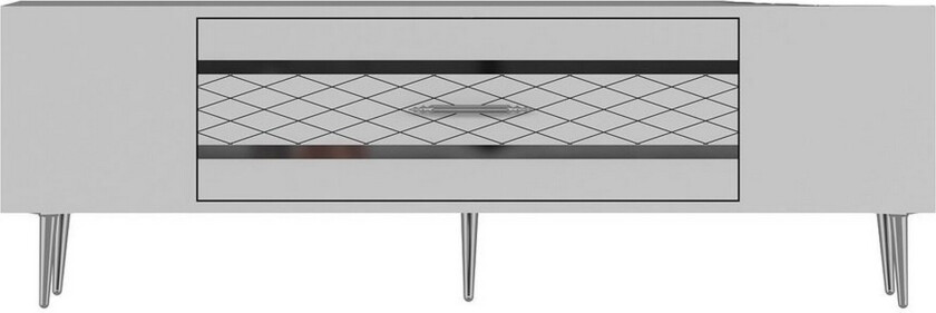 Anira TV-benk 150 cm - Hvit/Sølv