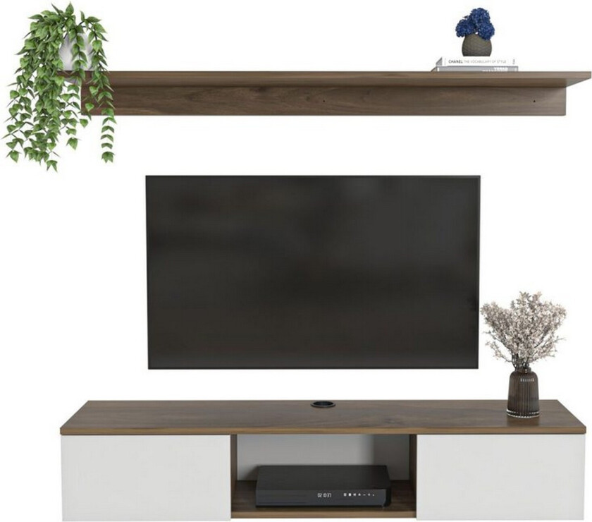 Sovric TV-benk 140 cm - Valnøtt/Hvit