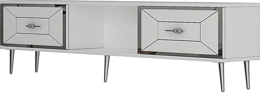 Virdel TV-benk 150 cm - Hvit/Sølv