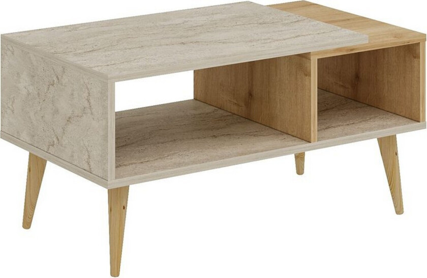 Salric Stuebord 90 cm - Travertin/Eik