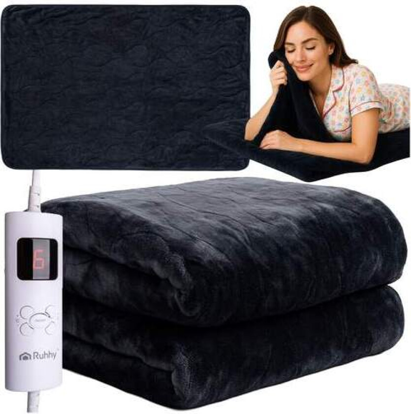 Elektrisk varmeteppe, 180x130cm, 6 moduser, fjernkontroll