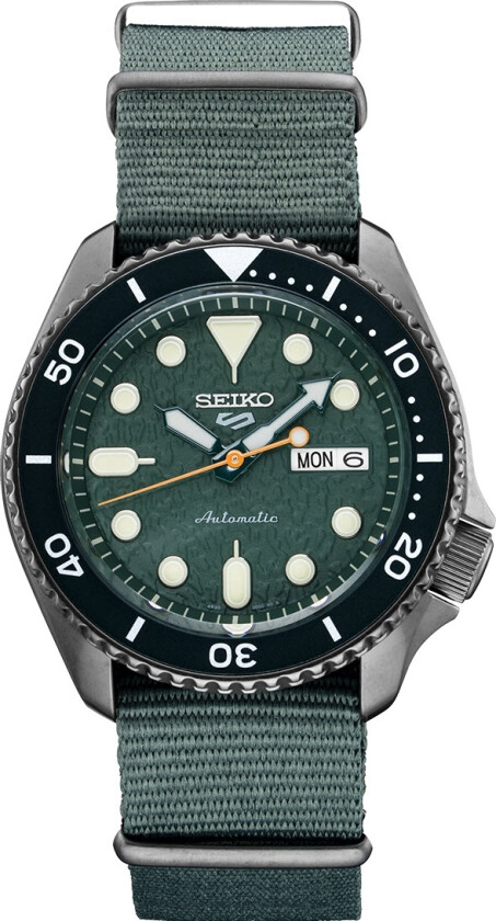 Seiko 5 Sports Sense Style Automatic SRPD77K1 - Automatisk - Gunmetal Sølv - Herreklokker - Stoff - Mineral