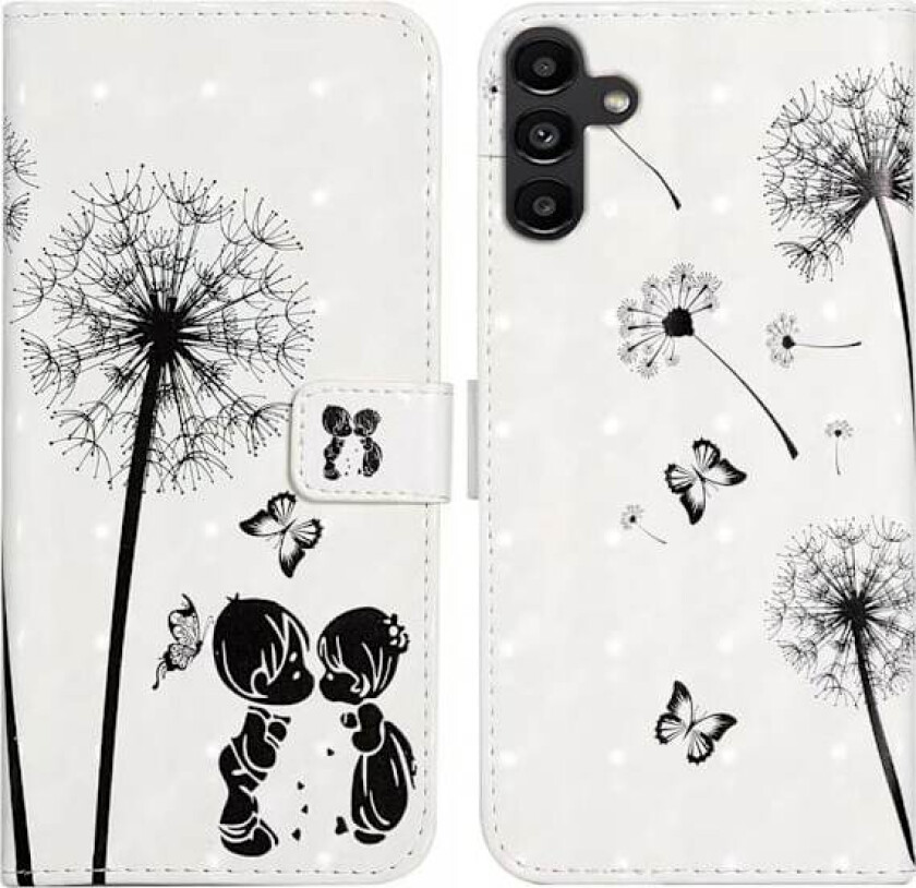 Samsung Galaxy S24 FE-etui med 3D-mønster og trykt lærdeksel Kortholder - Barn Og Løvetann