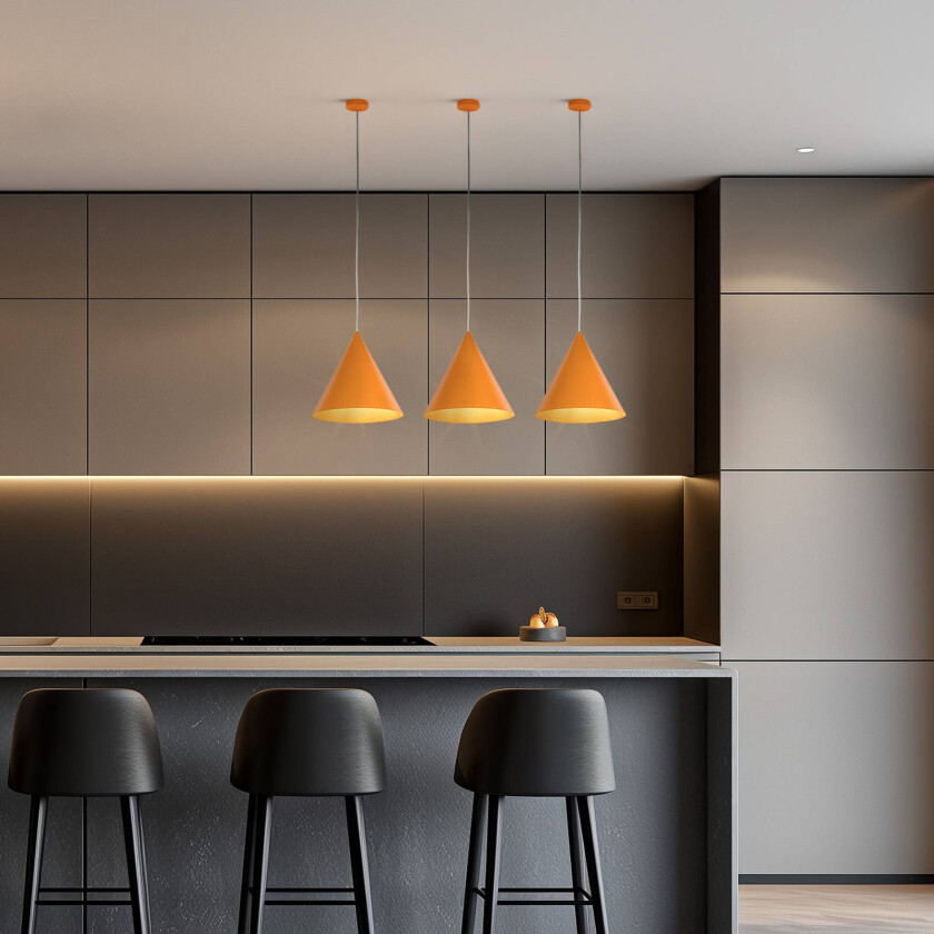 Hengelampe Cono, 1 lyskilde, Ø 25 cm, oransje, E27