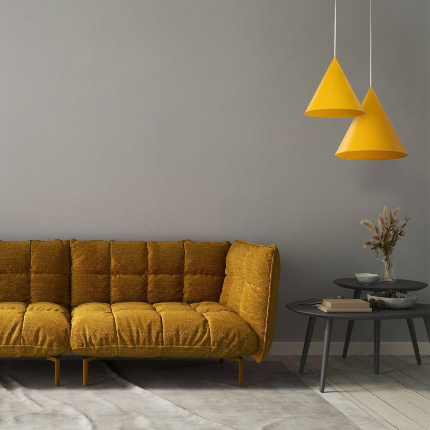 Hengelampe Cono, 1 lyskilde, Ø 25 cm, gul, E27