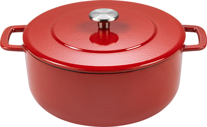 Støpejernsgryte med lokk 24 cm / 3,8 liter, cherry
