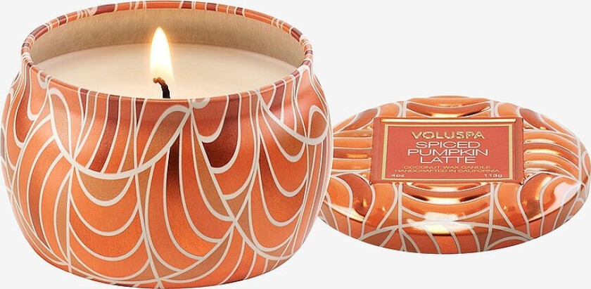 Spiced Pumpkin Latte Mini Tin Candle 25H - Orange