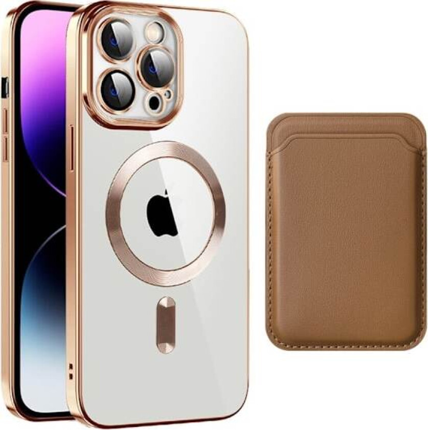 iPhone 14 Pro-deksel med MagSafe-kompatibilitet og kortpose - Brun