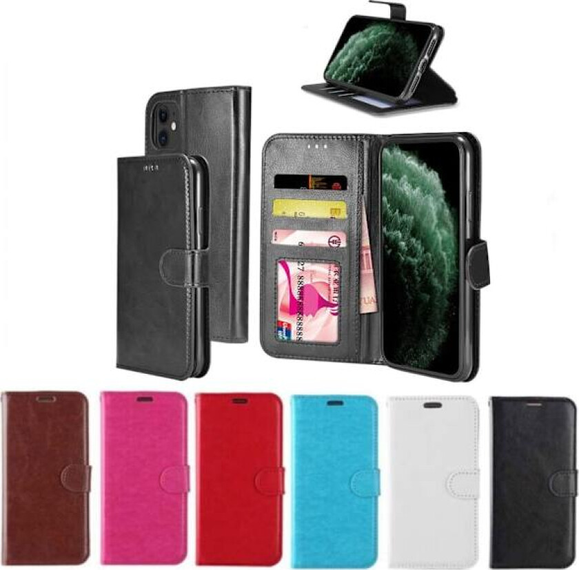 iPhone 14 Lommebokdeksel i Lær – 3 Kortspor – Rosarosa