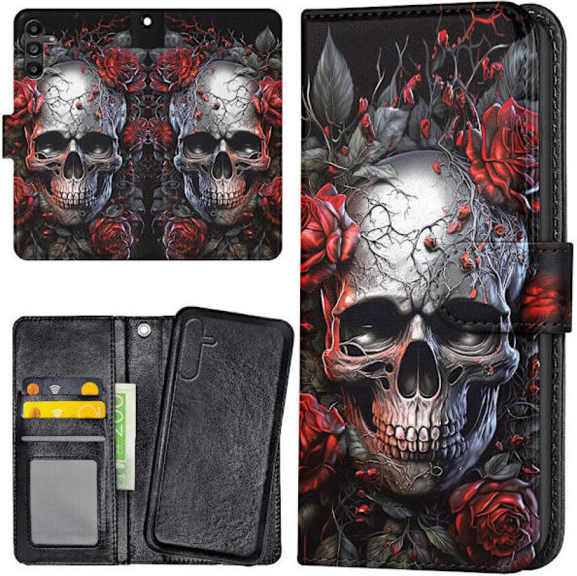 Samsung Galaxy S25 FE - Lommebok Deksel Skull Roses