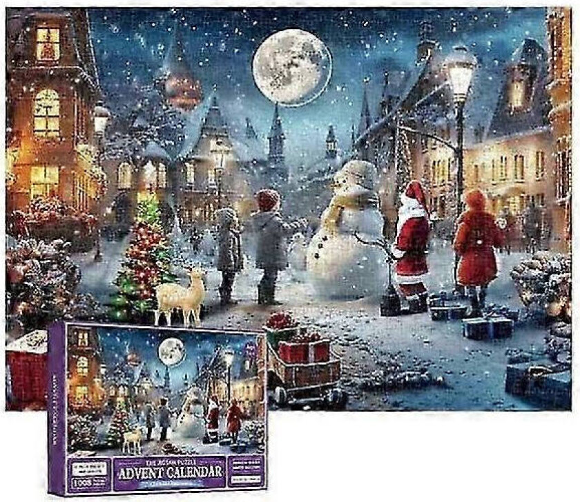Puzzle Adventskalender 2025, 1008 Puslespillbrikker 24 Dager til Jule Nedtelling Adventskalender Juleblomst