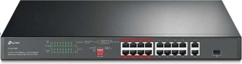 TL-SL1218P nettverkssvitsj Uhåndtert Gigabit Ethernet (10/100/1000) Strøm over Ethernet (PoE) 1U Sort