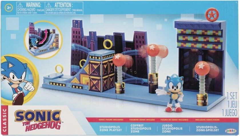 Sonic The Hedgehog Lekesett Med 6 Cm Figur - Sonic Med Studiopolis