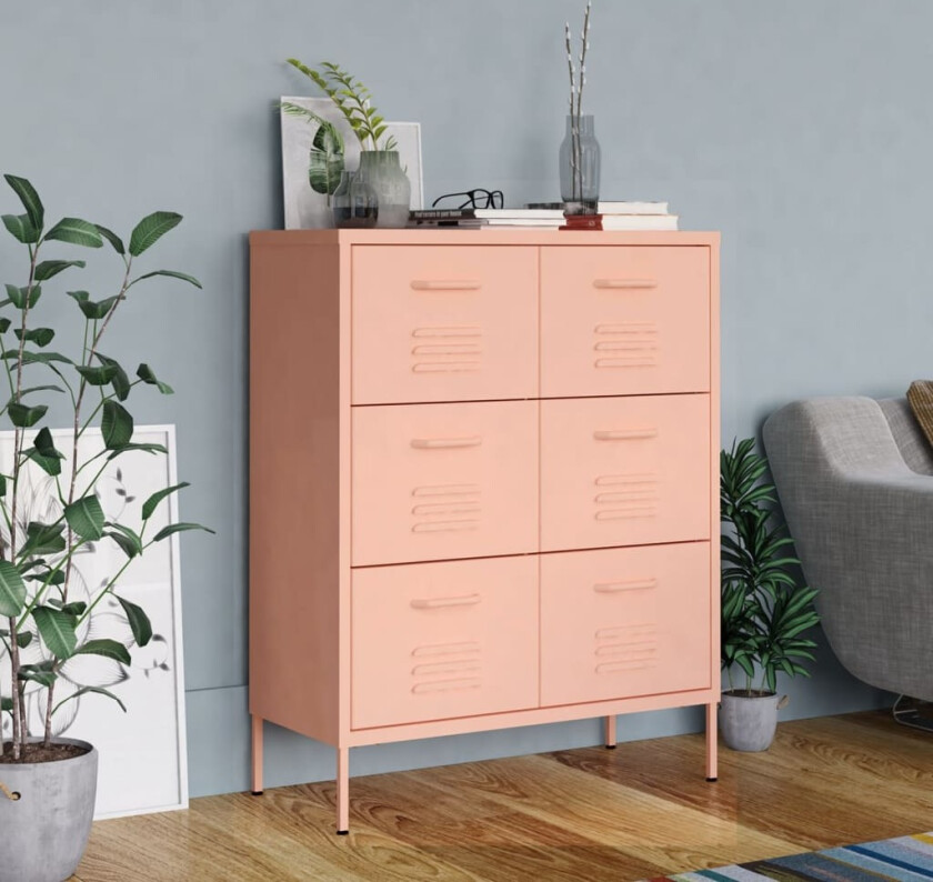 Kommode rosa 80x35x101,5 cm stål