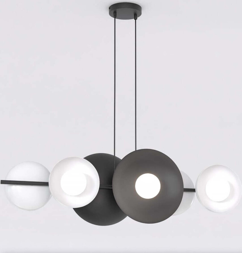 Volum takpendel 6-lys - Svart / Hvit