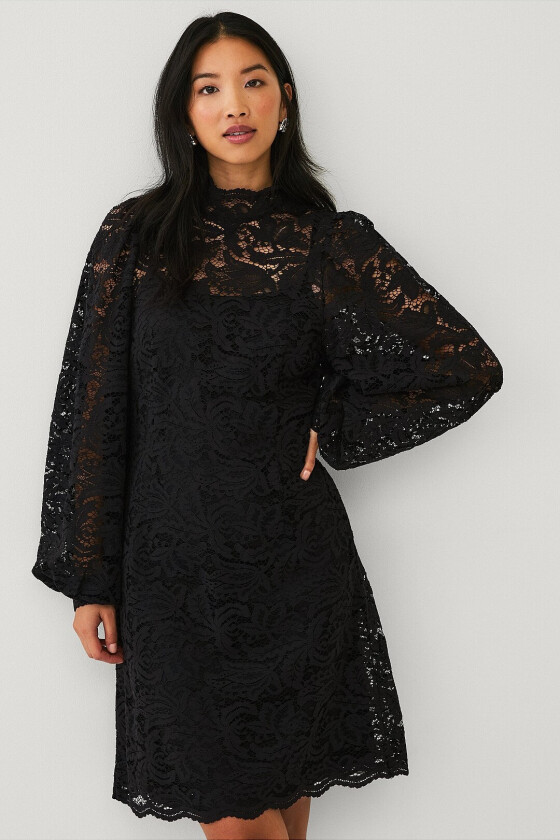 Kjole i blonde - Svart