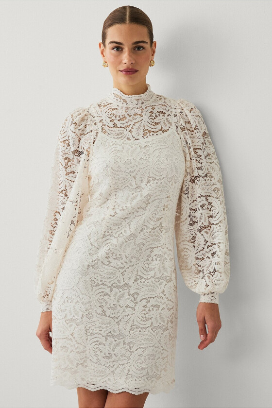 Kjole i blonde - Hvit