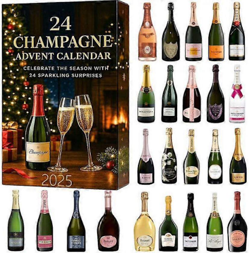 Champagne Adventskalender, 24 dager med Champagne Julekalender 2025, Hver dør åpner en ny overraskelse, Champagne 24 dager{SL}