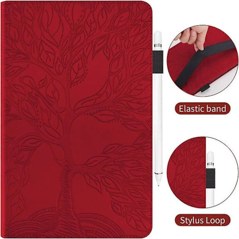 |NT| 10,2-tommers iPad-deksel 9./8./7. generasjon – Premium skinnveske med automatisk hvile-/vekke-funksjon for iPad Air Rød
