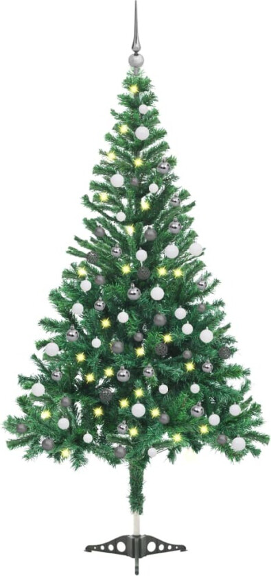 Forhåndsbelyst kunstig juletre med kulesett 120 cm 230 grener
