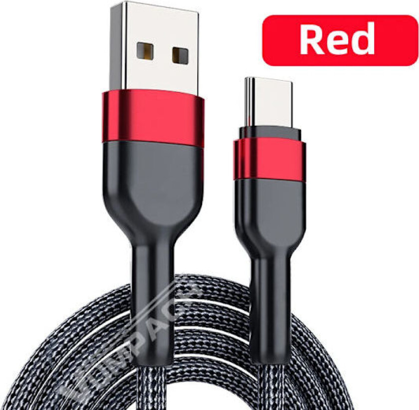 Rask USB-C-kabel C-type C-kabel Hurtiglade datakabel Lader for Samsung s21 xiaomi Vivio Iphone 16 15 Huawei Ladekabel Rød